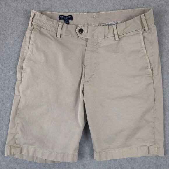 Peter Millar Shorts Size 31 Crown Crafted Khaki Flat Front Chino - Picture 1 of 13
